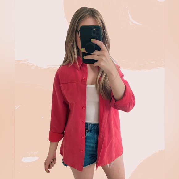 Studio Works Faux Suede Oversized Button Down - Picture 2 of 6